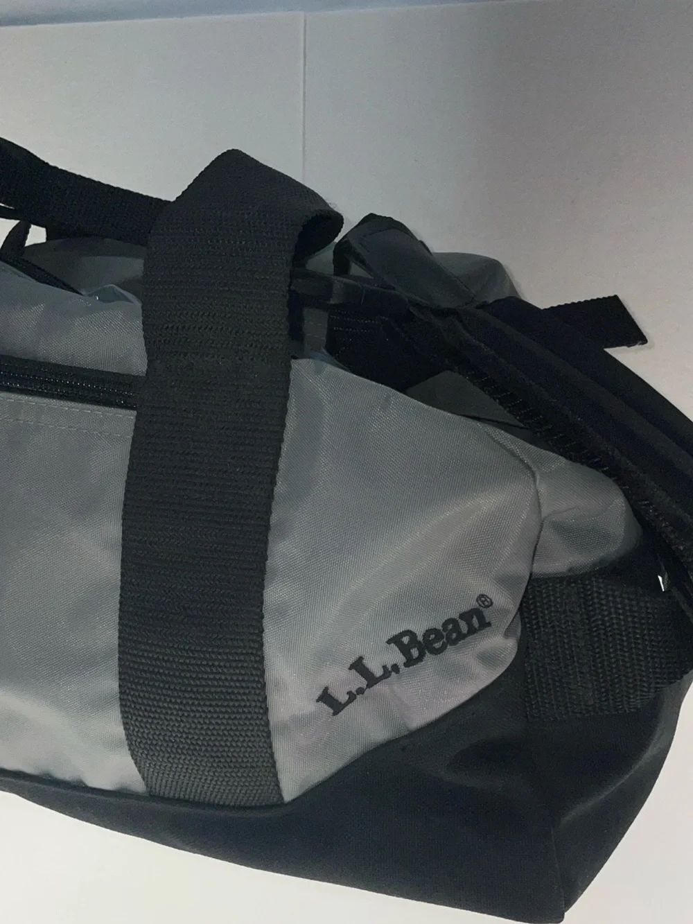 L.L. Bean Black Duffel with Front Pocket and Top Handles